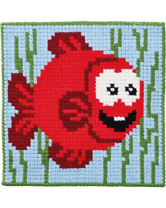 Hovedbilde Barnestramaj || Rød fisk 25x25cm