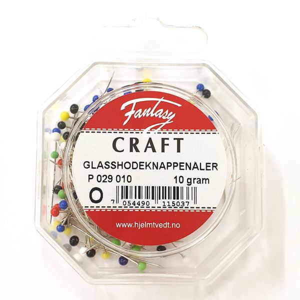Glasshodeknappenåler 10gr
