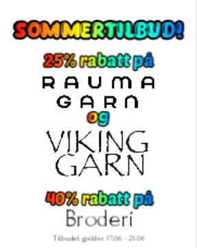 Sommertilbud på garn og broderi
