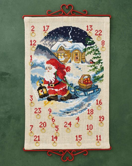 Hovedbilde Julenisse med eplekurv 35x55 cm